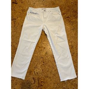 Amo via Revolve Tomboy jeans in sea salt raw hem mid rise 29